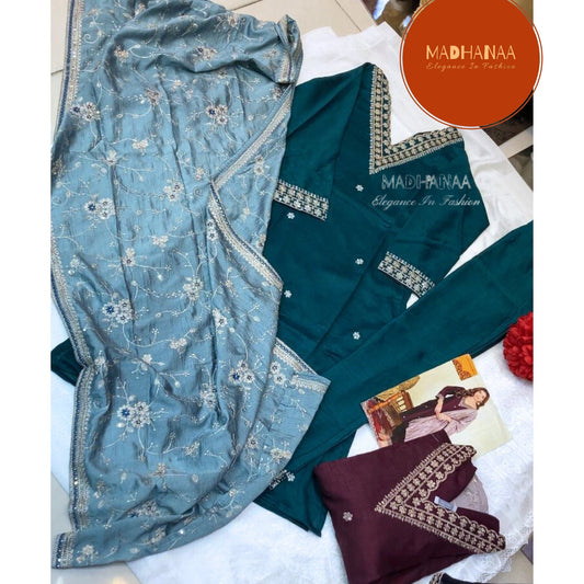 Shahana luxue in wine and green DN003C01