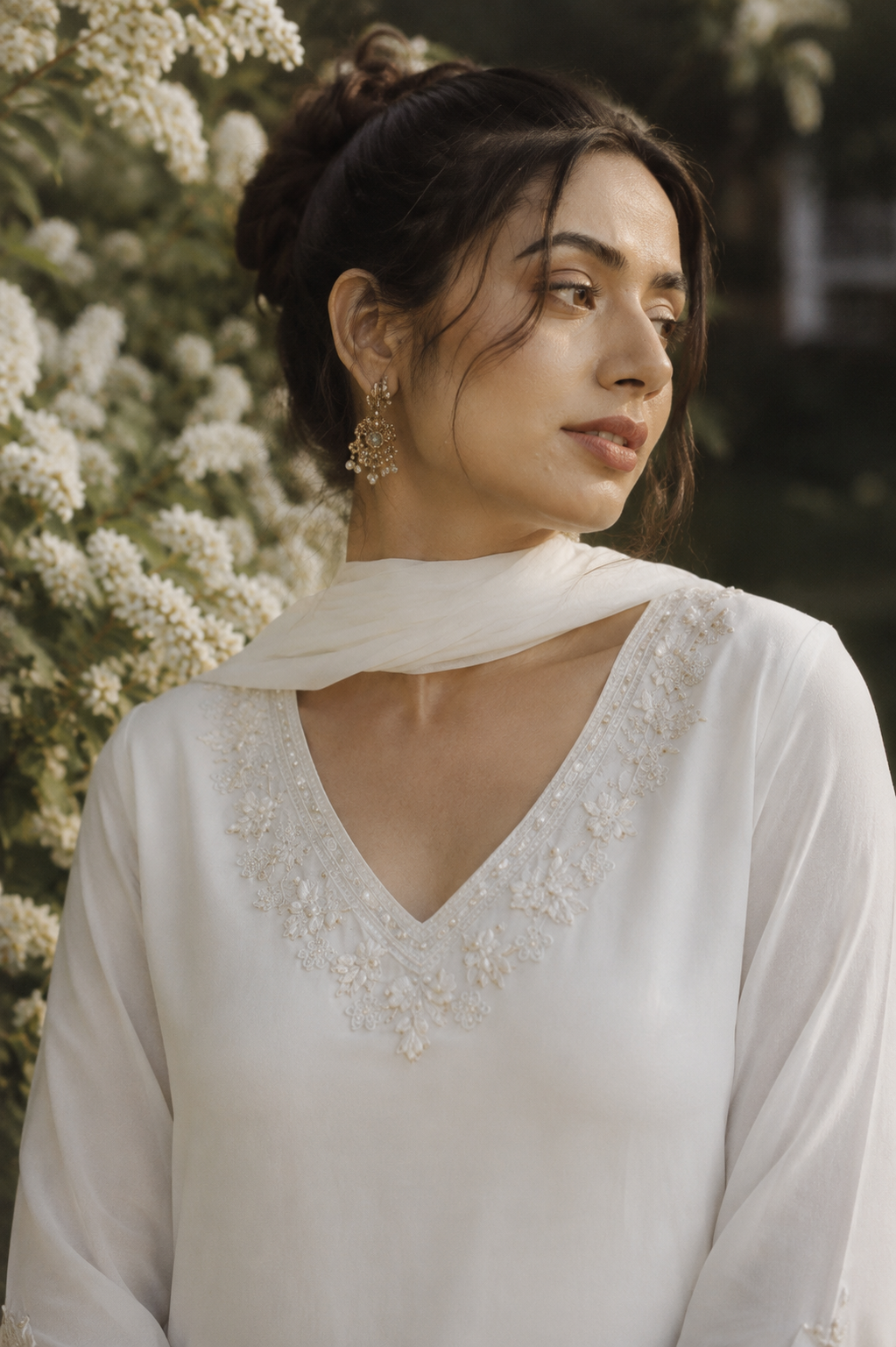 90s kurti set in off white partywear