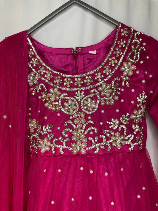 Pehli muskaan garara in hot pink kme019c0