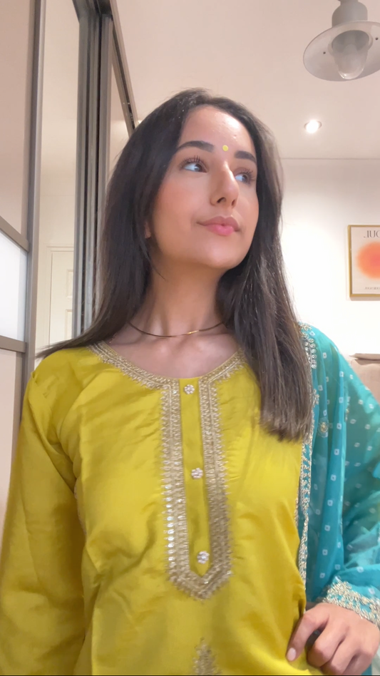 Lime libaas in lemon green DN018C0