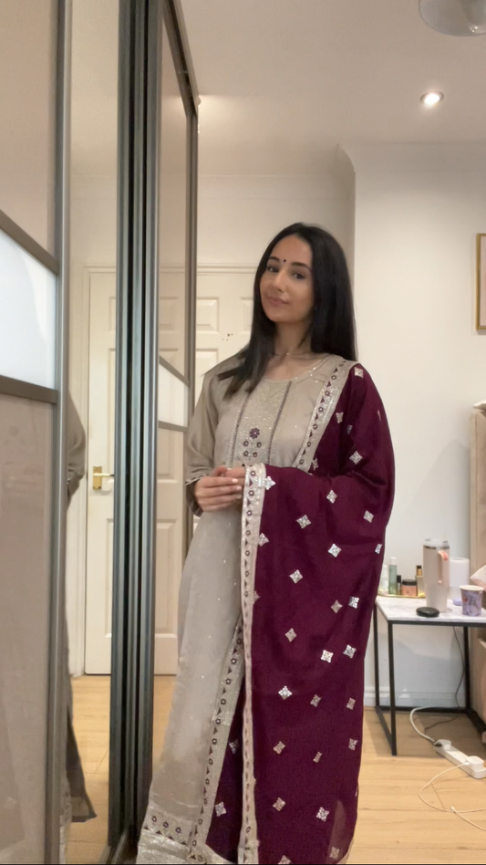 Dorangi with wine dupatta DN015C1