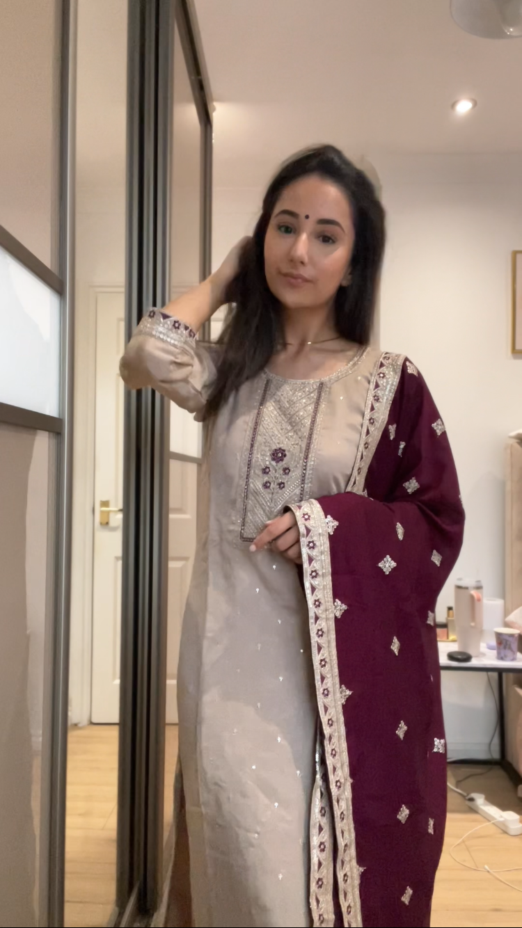 Dorangi with wine dupatta DN015C1