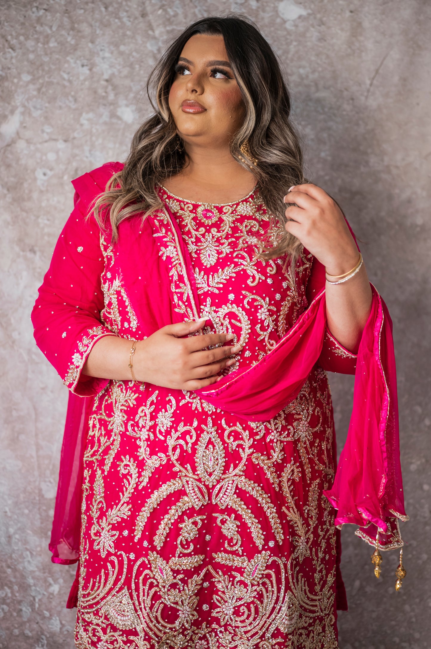 Nazakat in hot pink plus size AD007C2