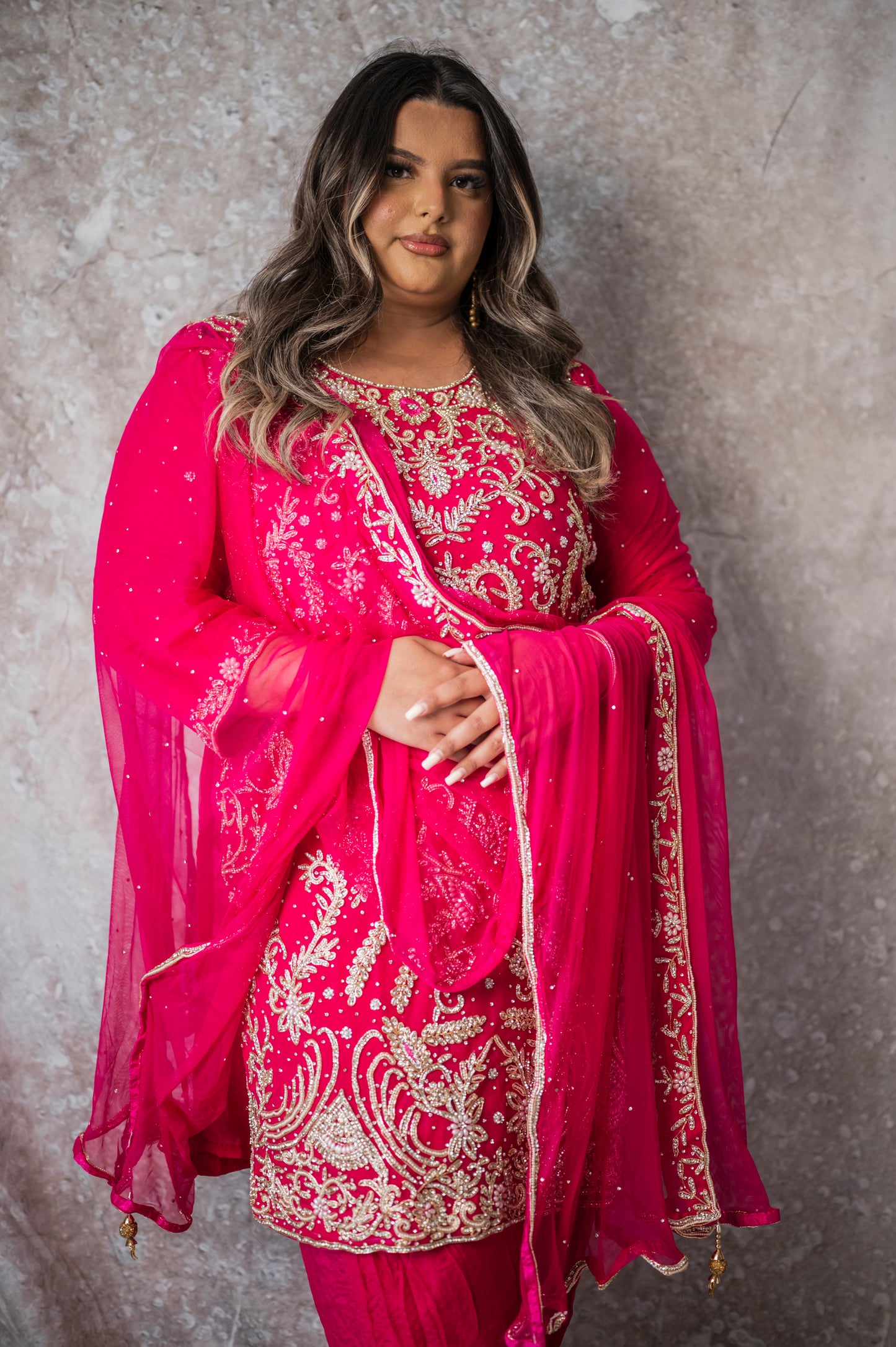 Nazakat in hot pink plus size AD007C2