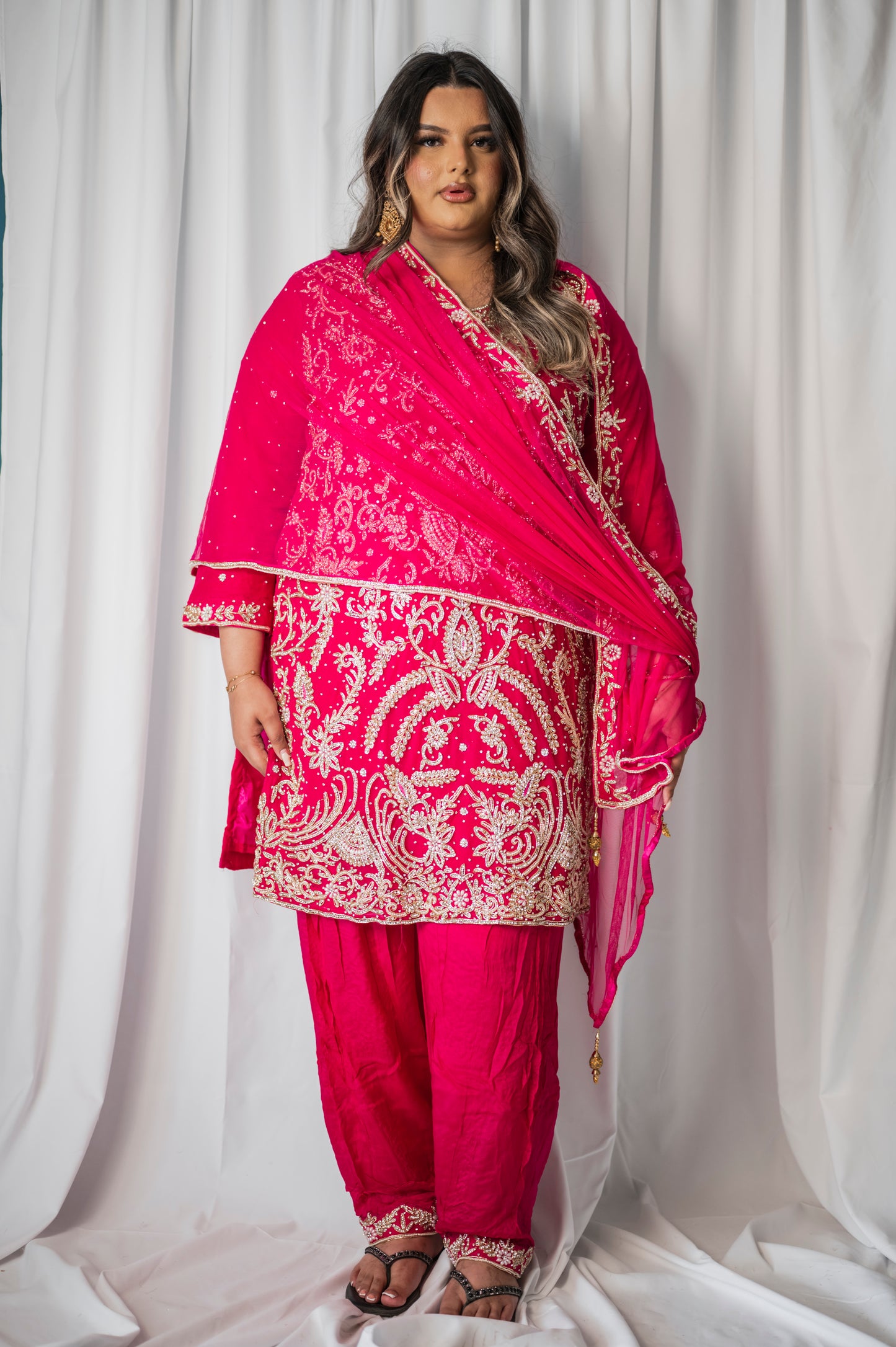 Nazakat in hot pink plus size AD007C2
