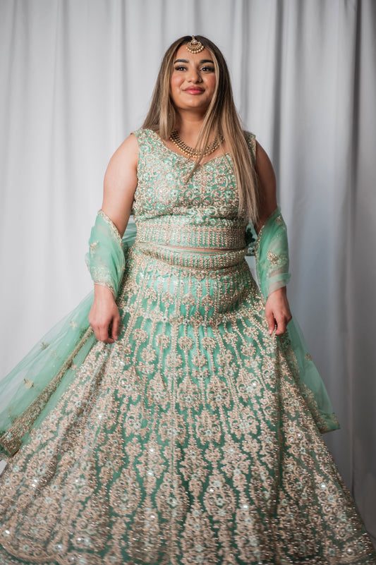 Kohinoor lehenga in mint green petite AF010C2