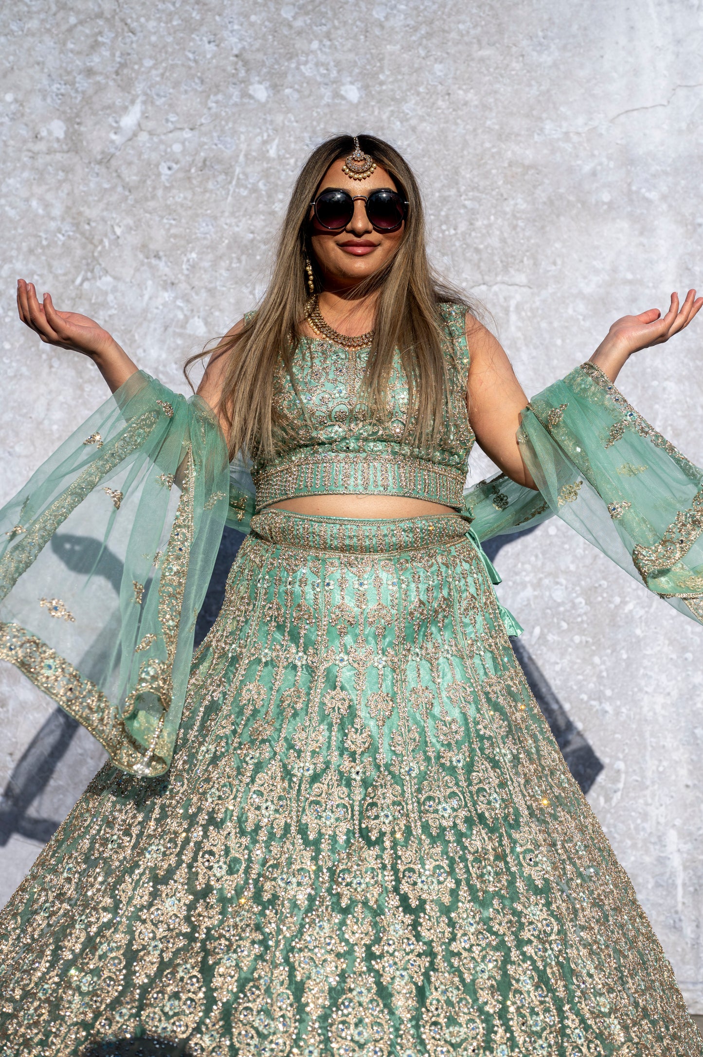 Kohinoor lehenga in mint green petite AF010C2