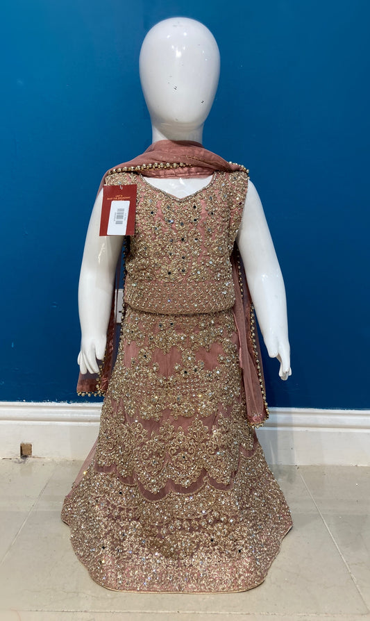 Sunehripari in dusty pink 1-4yrs KMO002C11