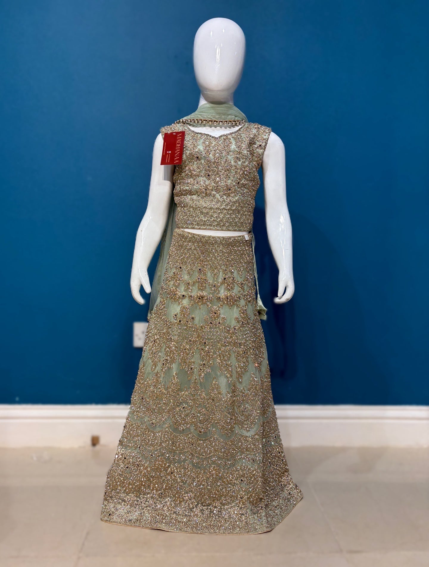 SUNEHRIPARI IN MINT GREEN 4-9 YRS KMO002C8