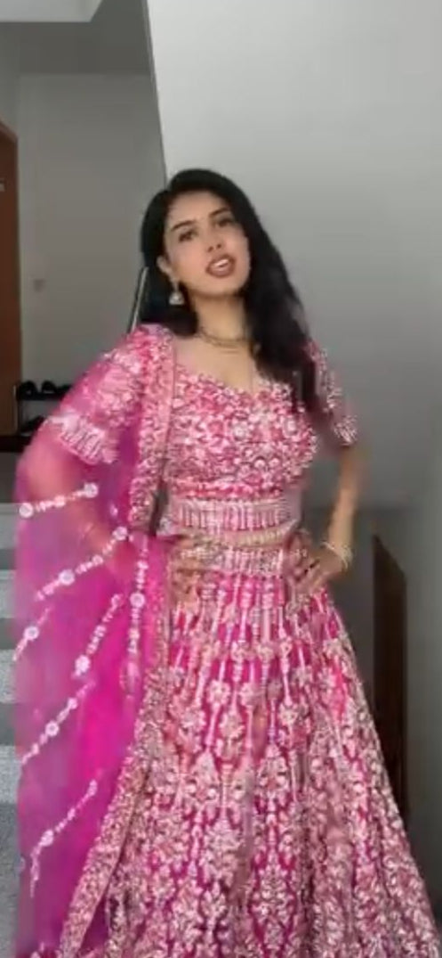 Kohinoor lehenga in hot pink