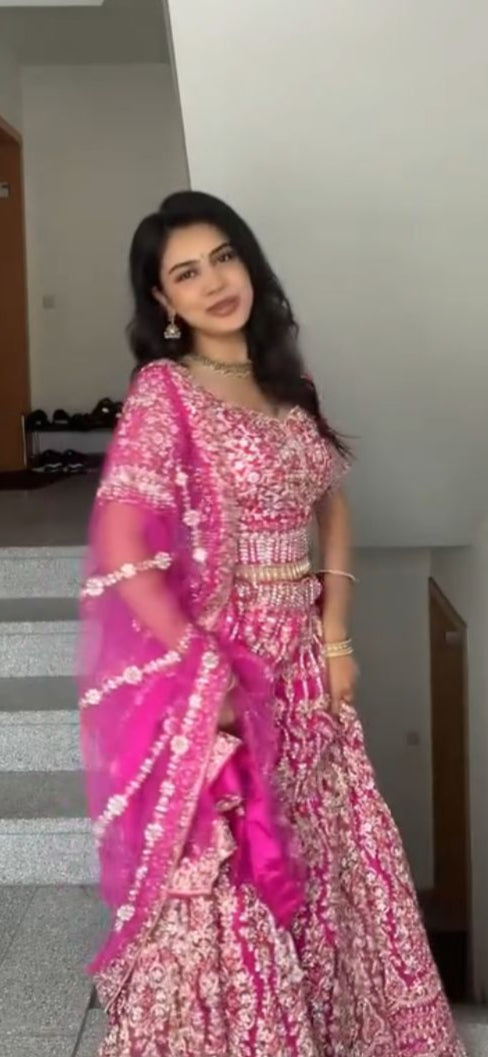 Kohinoor lehenga in hot pink