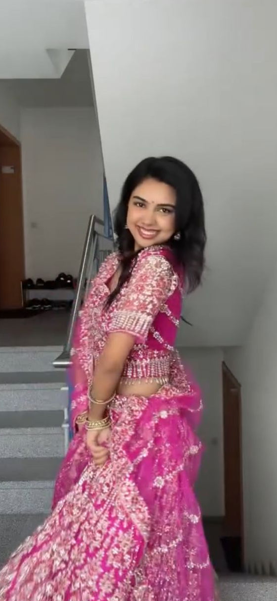 Kohinoor lehenga in hot pink