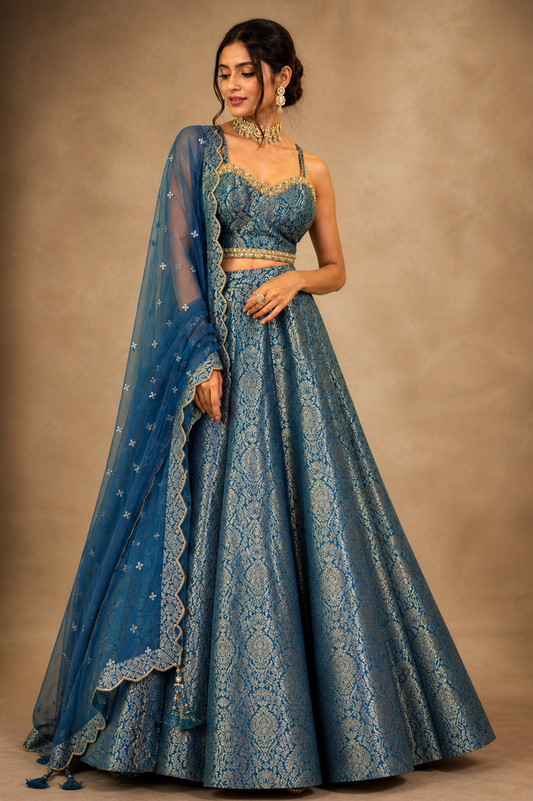Brocade strap lehenga