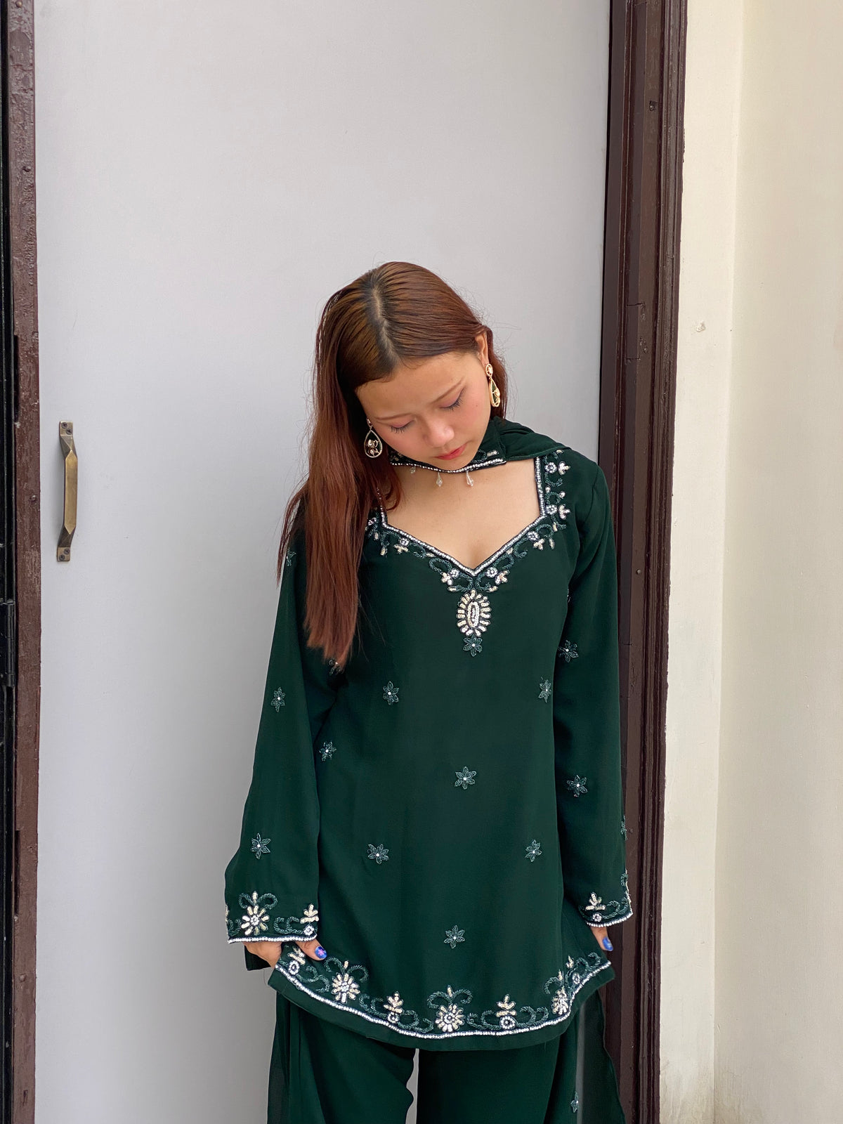 Bottle green choker y2k 90s sets