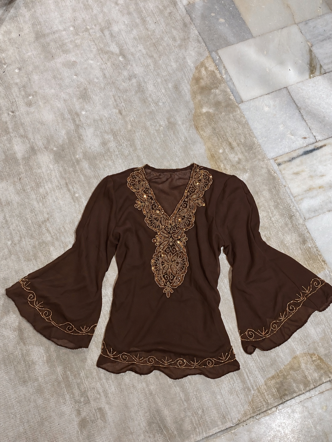 Thrifted y2k top in chocolate brown