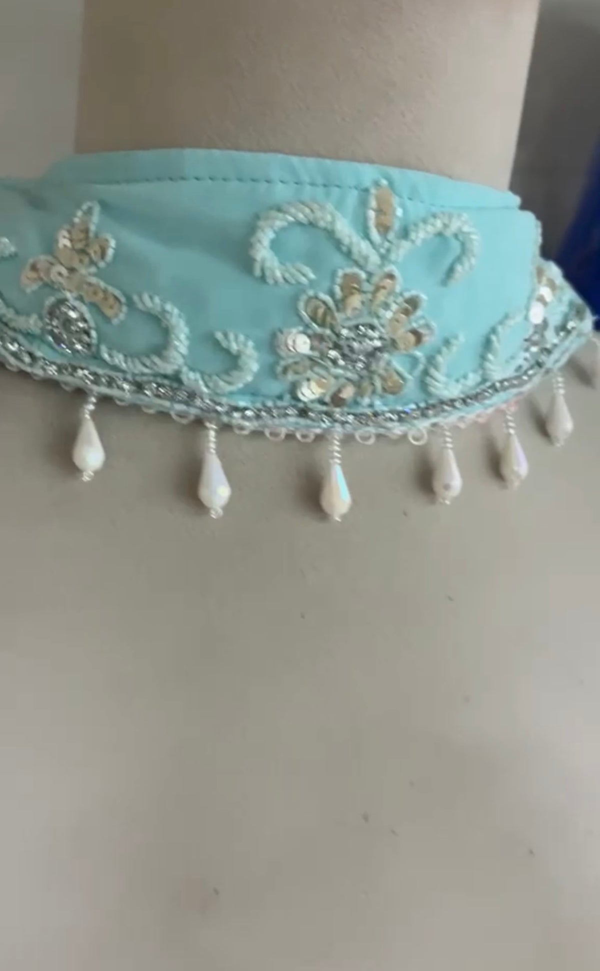 New Sky blue choker dupatta 90s y2k set