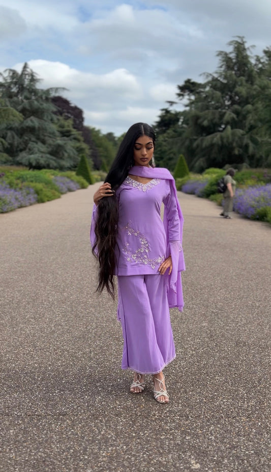 90s kurti set in lilac for women y2k party wear