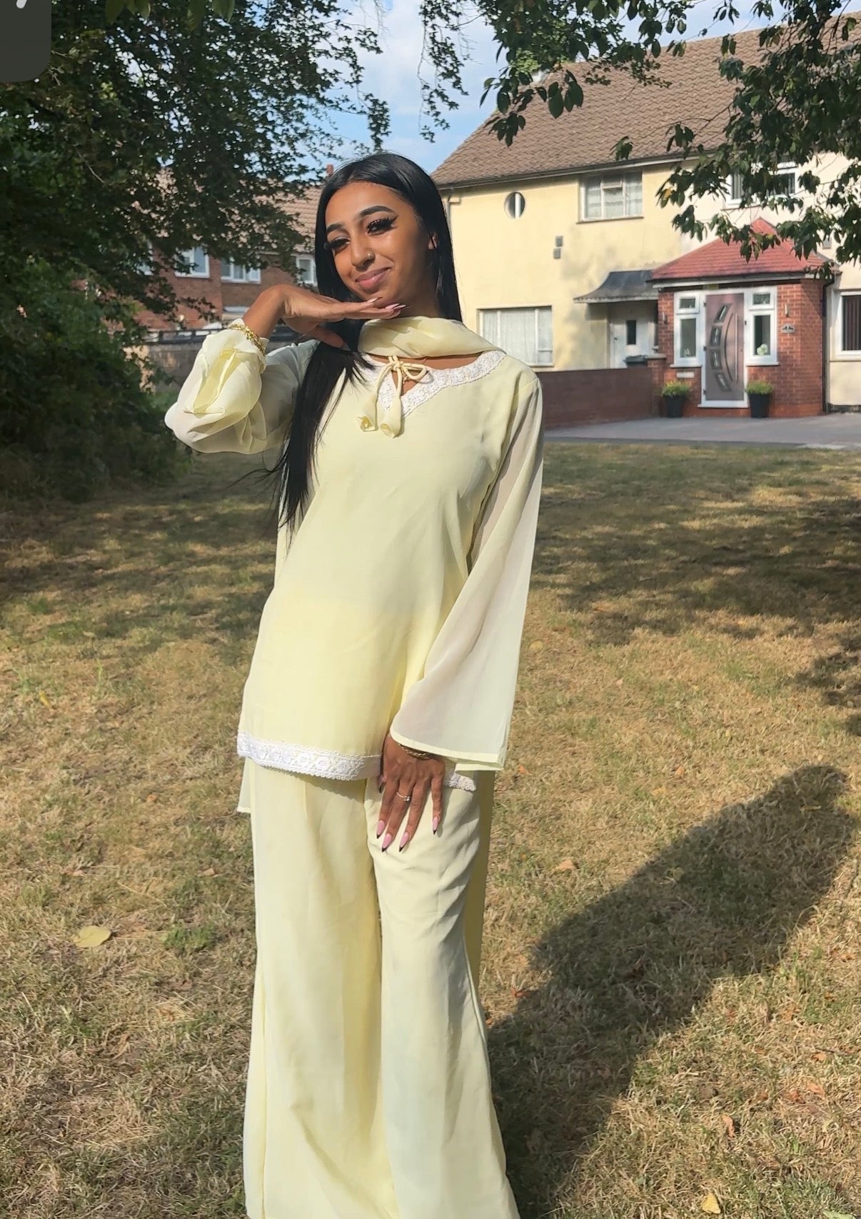 Dream girl set in butter yellow y2k 90s set