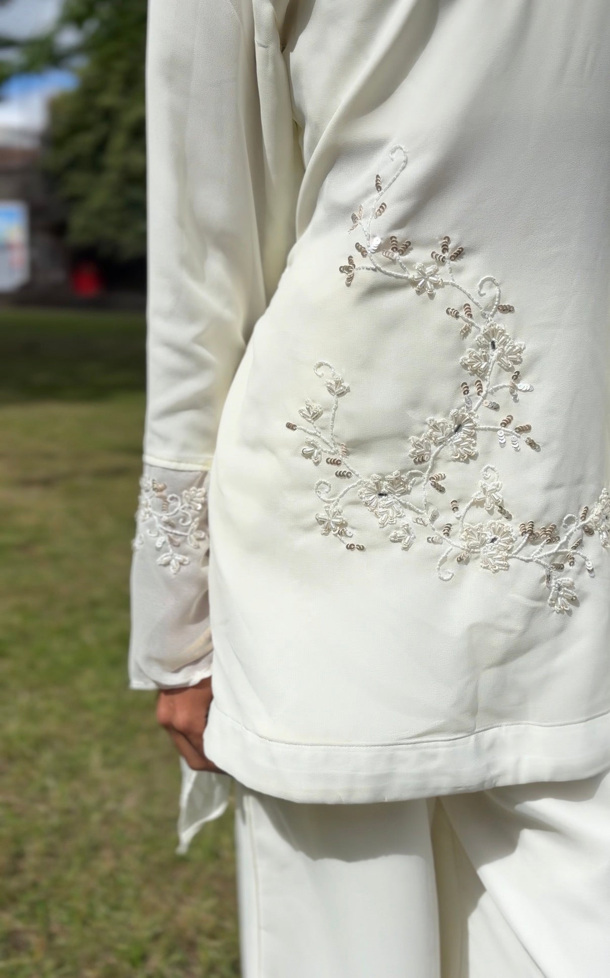 90s kurti set in off white partywear drops