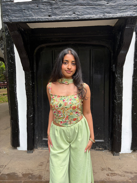 Corset style crop top sharara