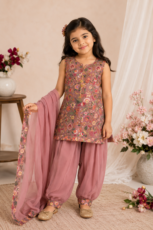 floral salwar kameez in dusty pink for girls 3-9yrs af021c1