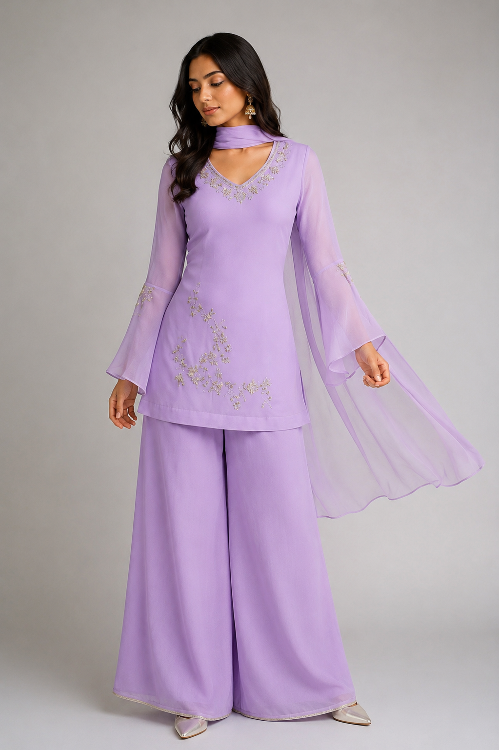90s kurti set in lilac for women y2k party wear