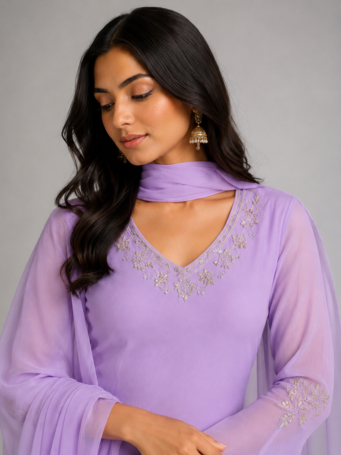 90s kurti set in lilac for women y2k party wear