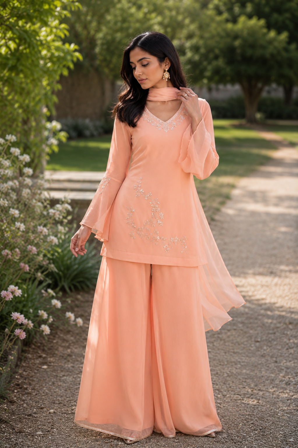 PREORDER 90s kurti set in peach party wear