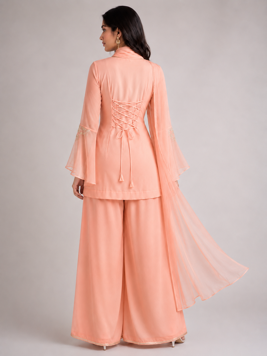 PREORDER 90s kurti set in peach party wear