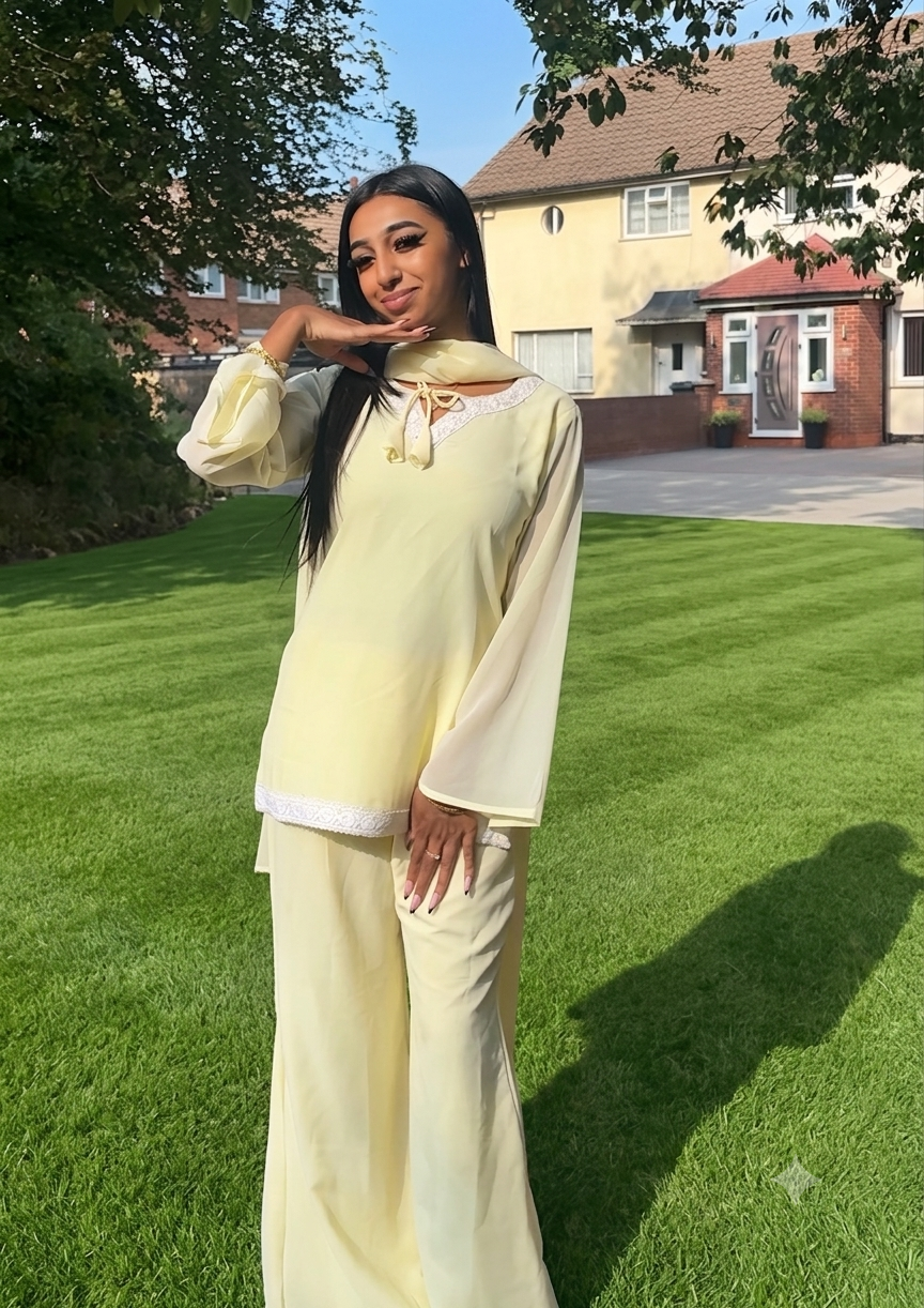 Dream girl set in butter yellow y2k 90s set
