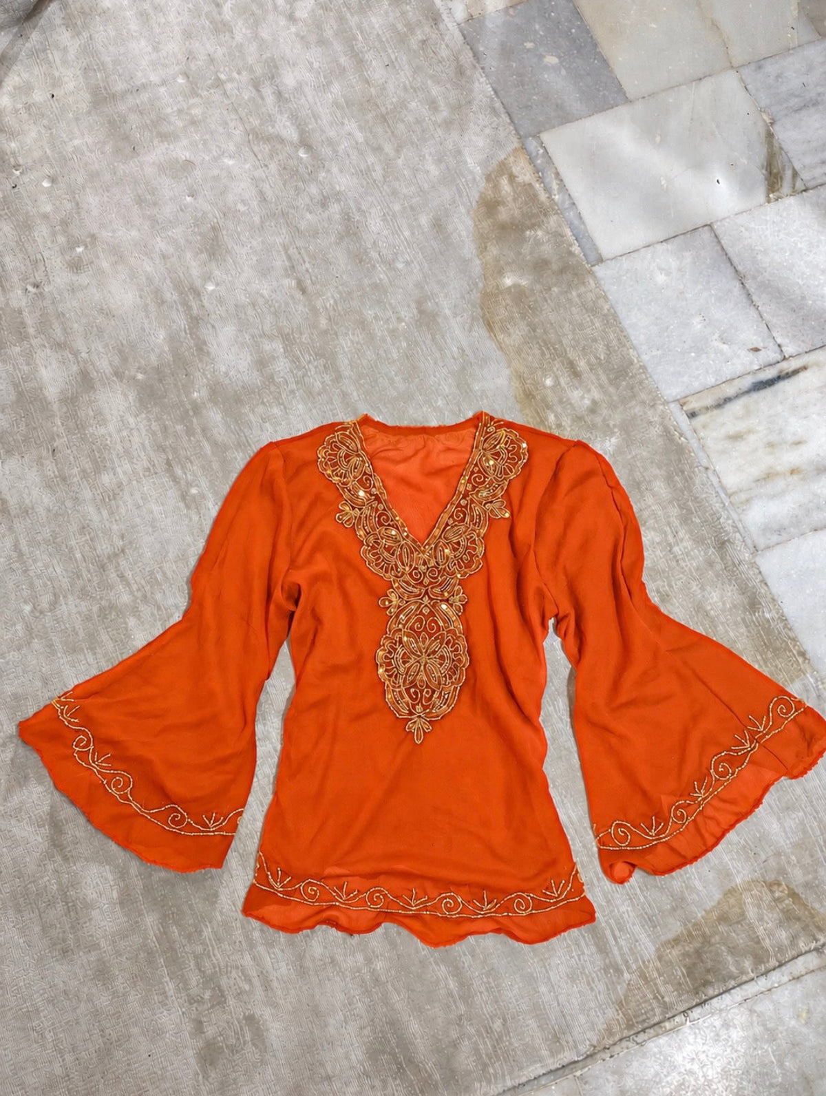 Thrifted y2k top in bright orange