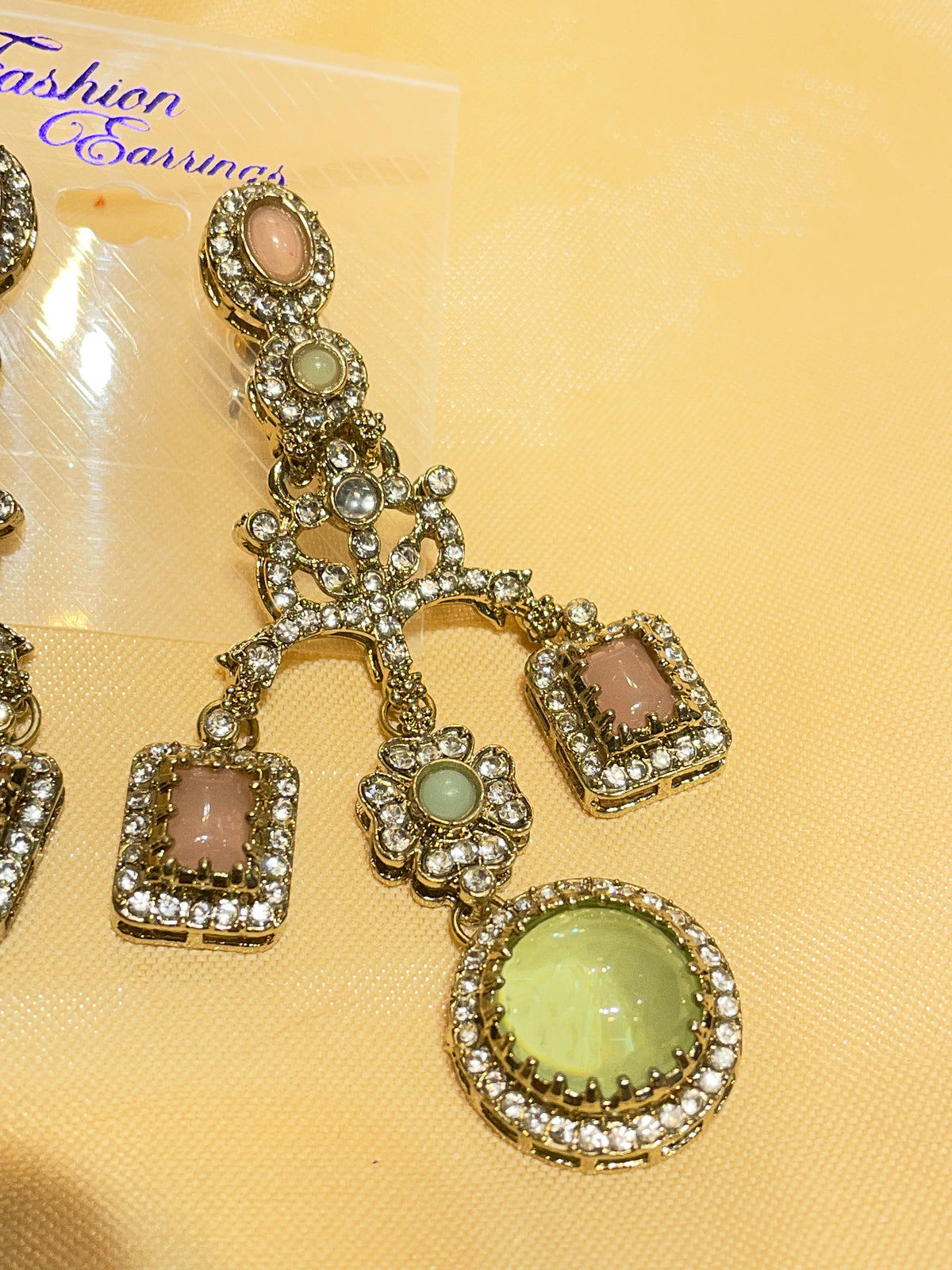 Mint Green & Blush Pink Chandelier Earrings