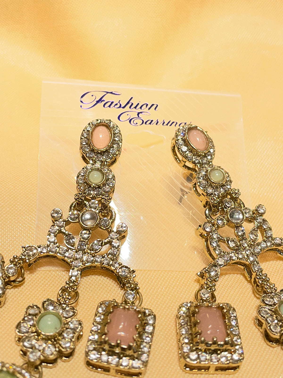 Mint Green & Blush Pink Chandelier Earrings