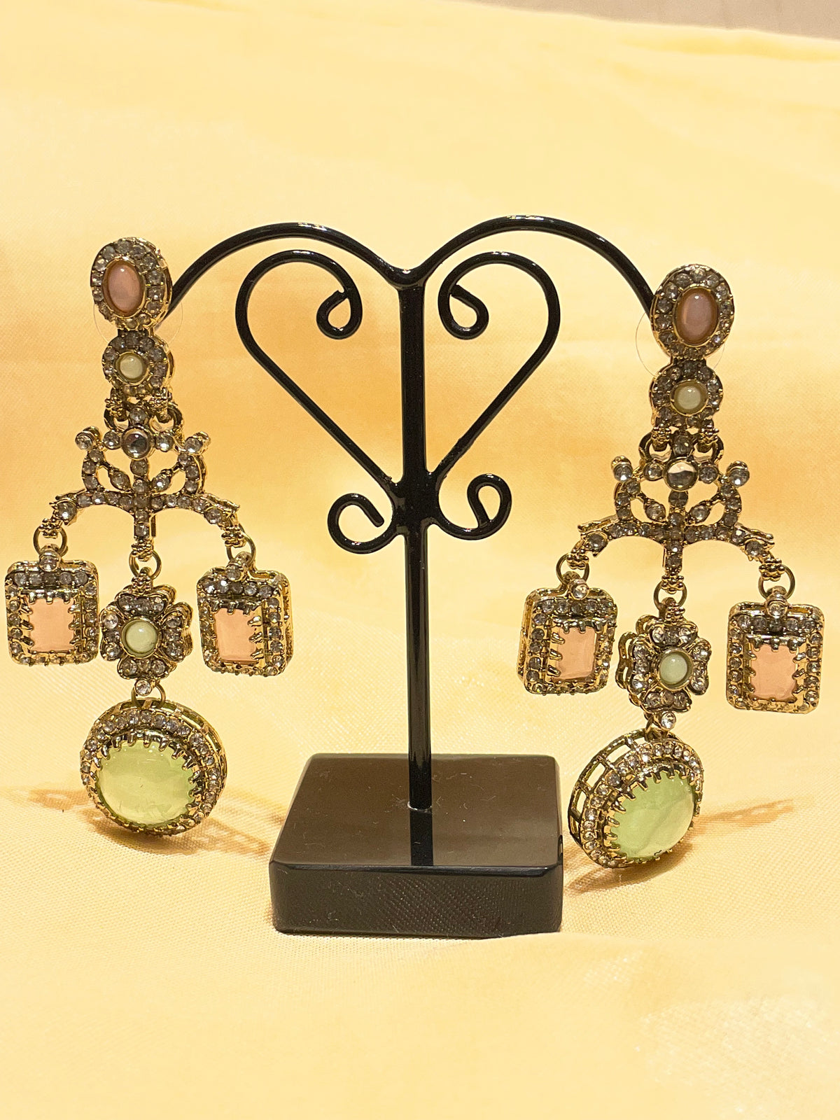 Mint Green & Blush Pink Chandelier Earrings