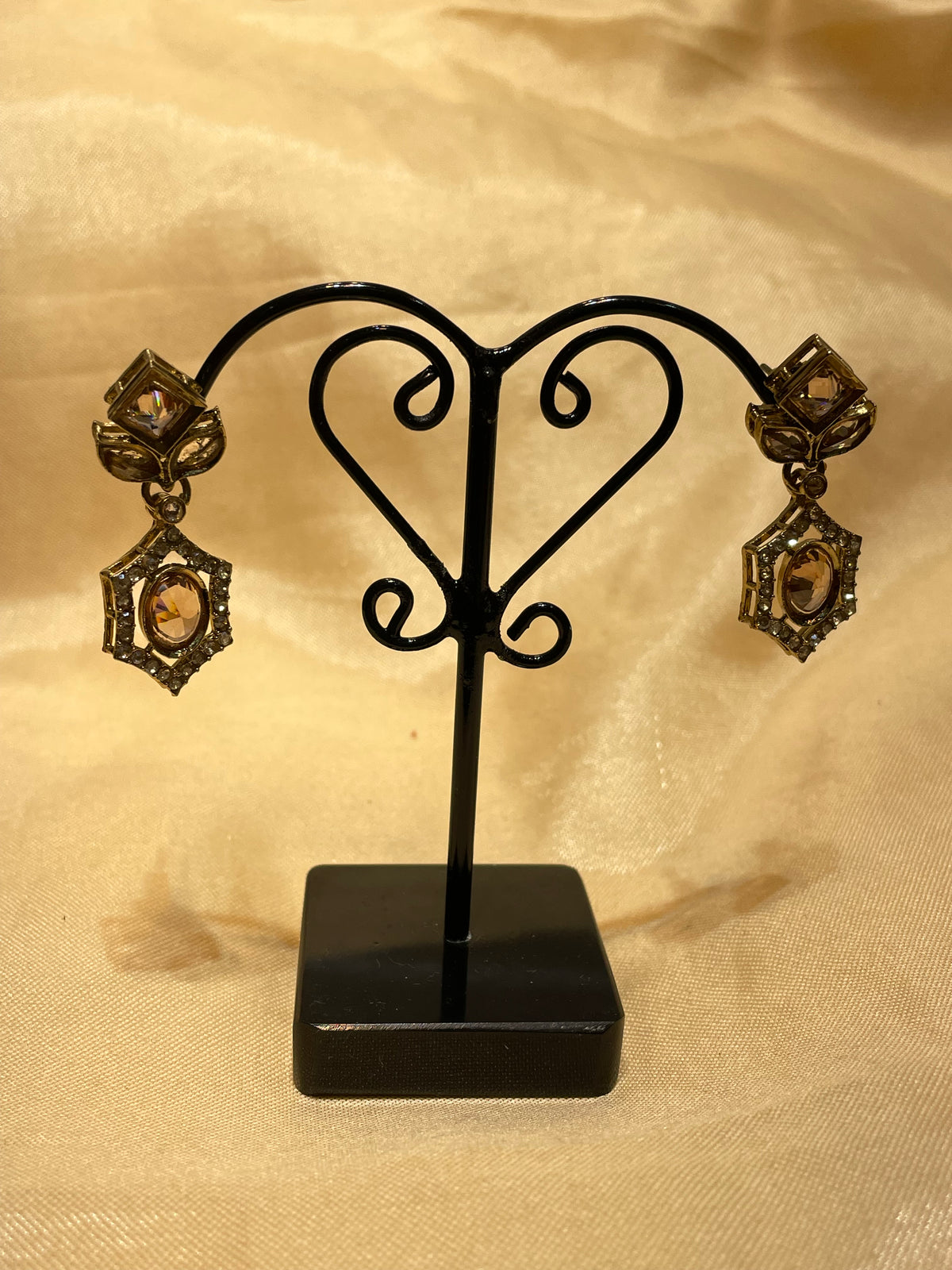 Royal Antique Gold Floral Stud Earrings