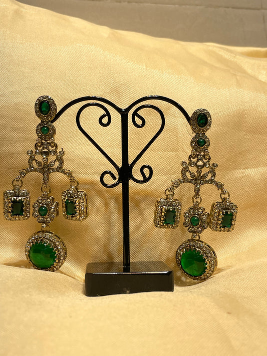 Emerald Green chandelier Earrings