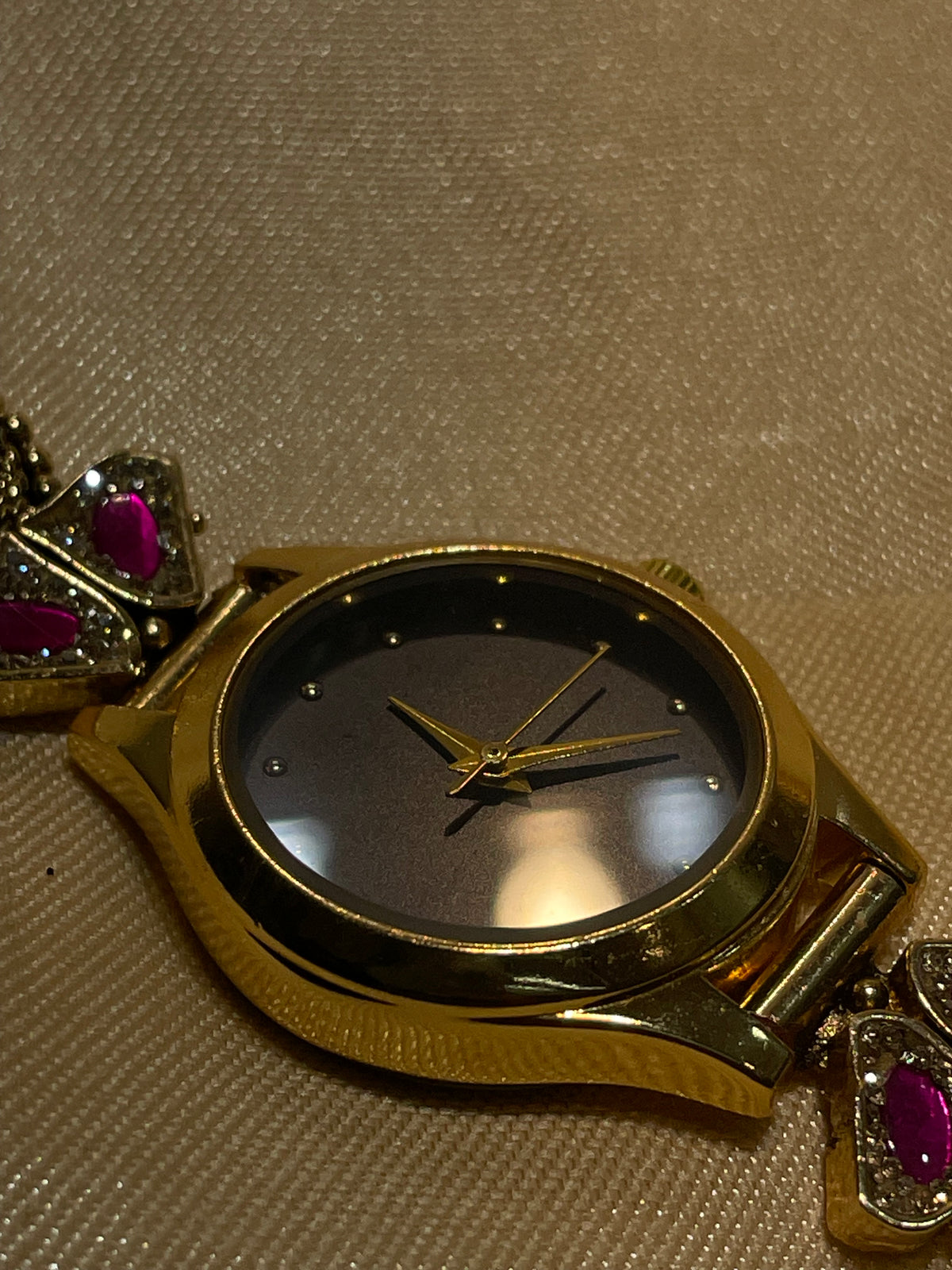 Antique gold ruby kundan bracelet watch