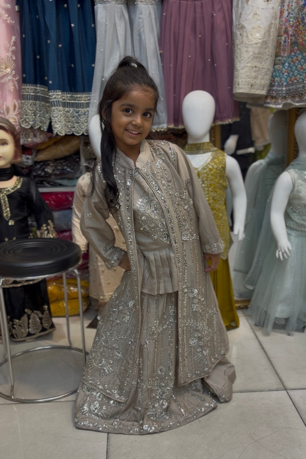 Jacket style beads work lehenga for kids