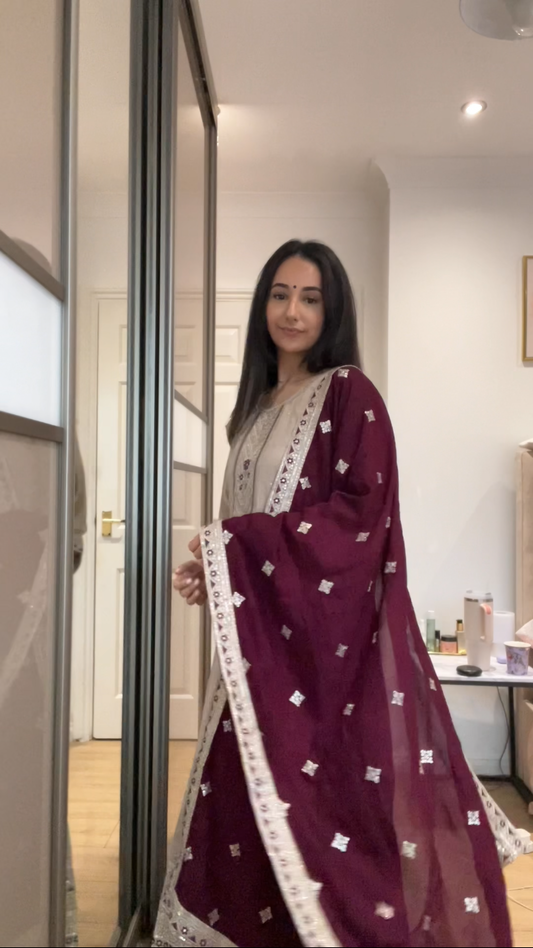 Dorangi with wine dupatta DN015C1