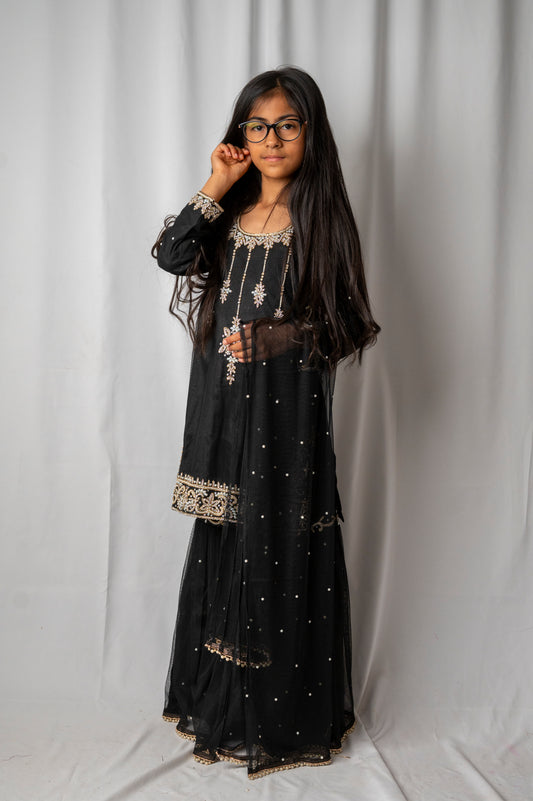 chandsharara in black 2-9 yrs kme012c9