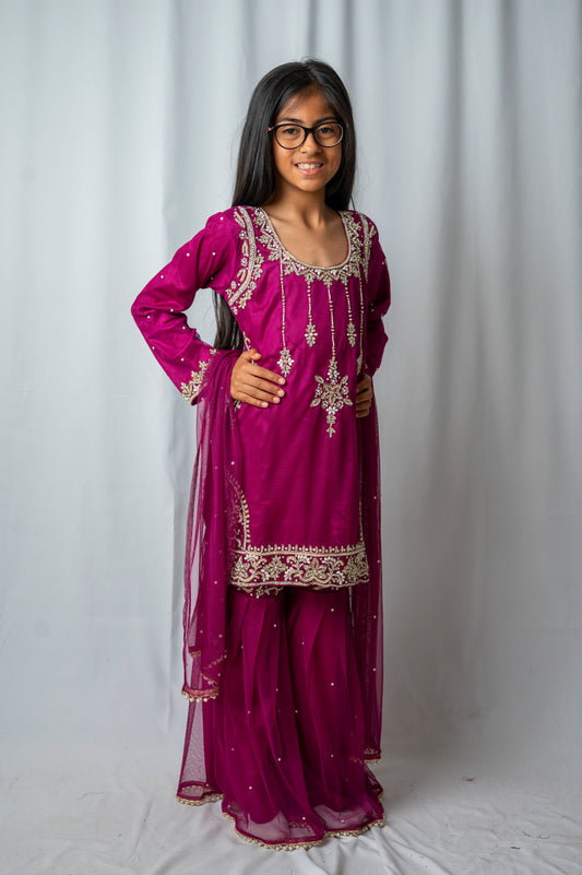 chandsharara in plum 2-9 yrs kme012c7
