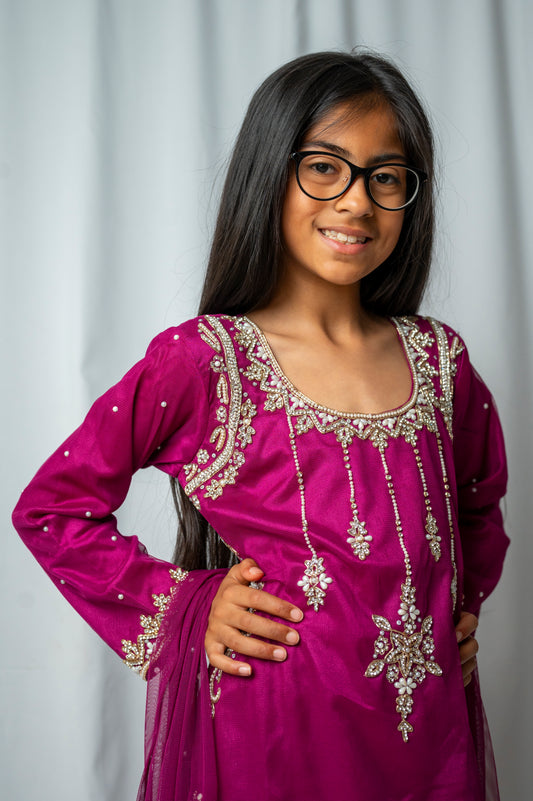 chandsharara in plum 2-9 yrs kme012c7