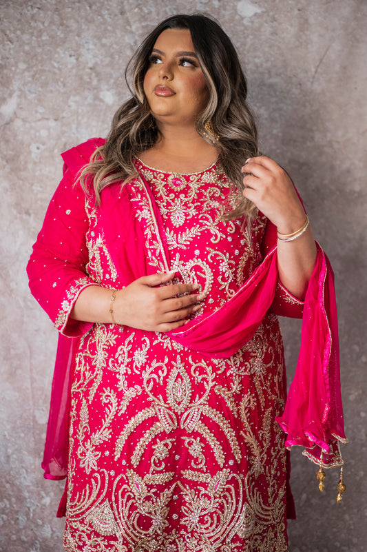Nazakat in hot pink plus size AD007C2