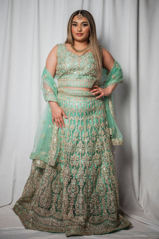 Kohinoor lehenga in mint green petite AF010C2
