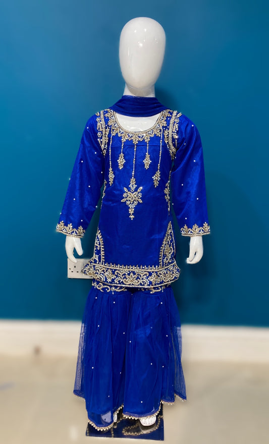 chandsharara in royal blue 2-9 yrs kme012c1