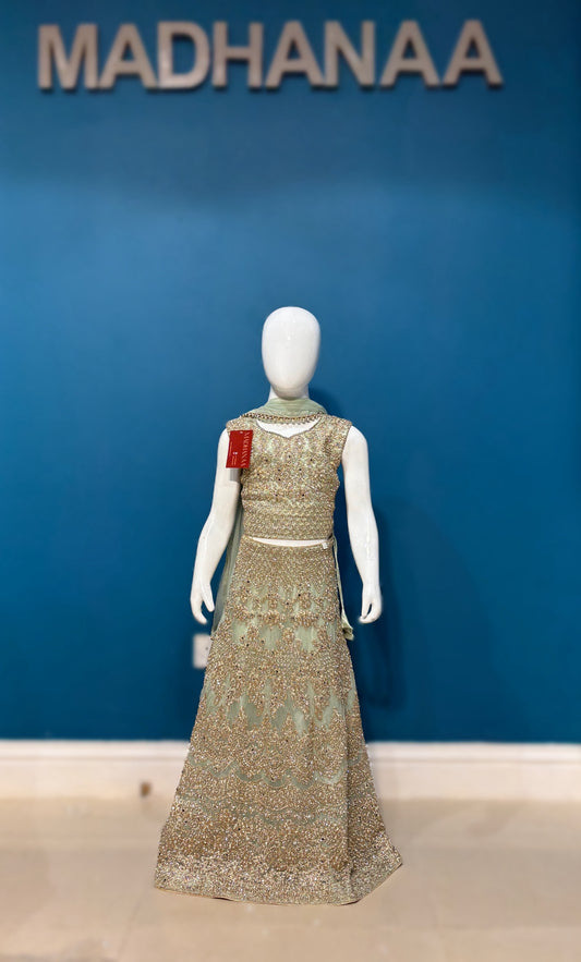 SUNEHRIPARI IN MINT GREEN 4-9 YRS KMO002C8
