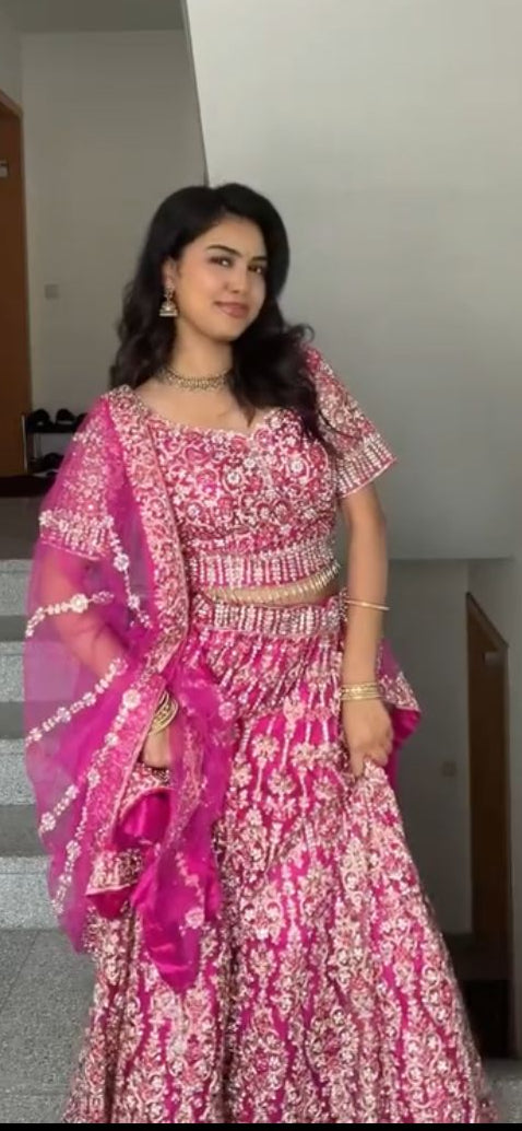 Kohinoor lehenga in hot pink